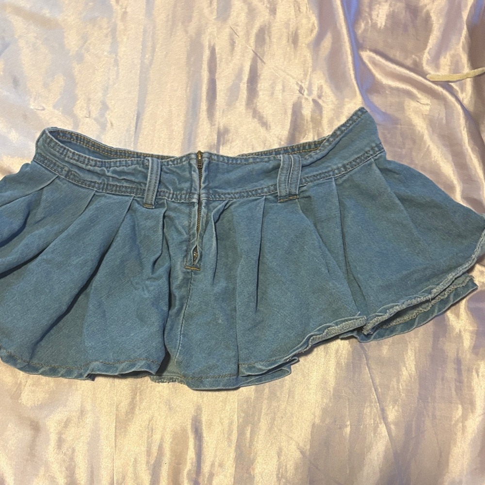SHEIN Blue Pleated Denim Skort